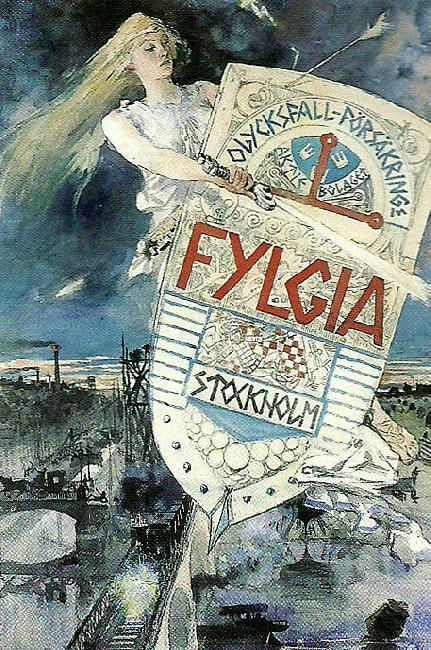 Carl Larsson affisch for forsakringsbolaget fylgia Spain oil painting art